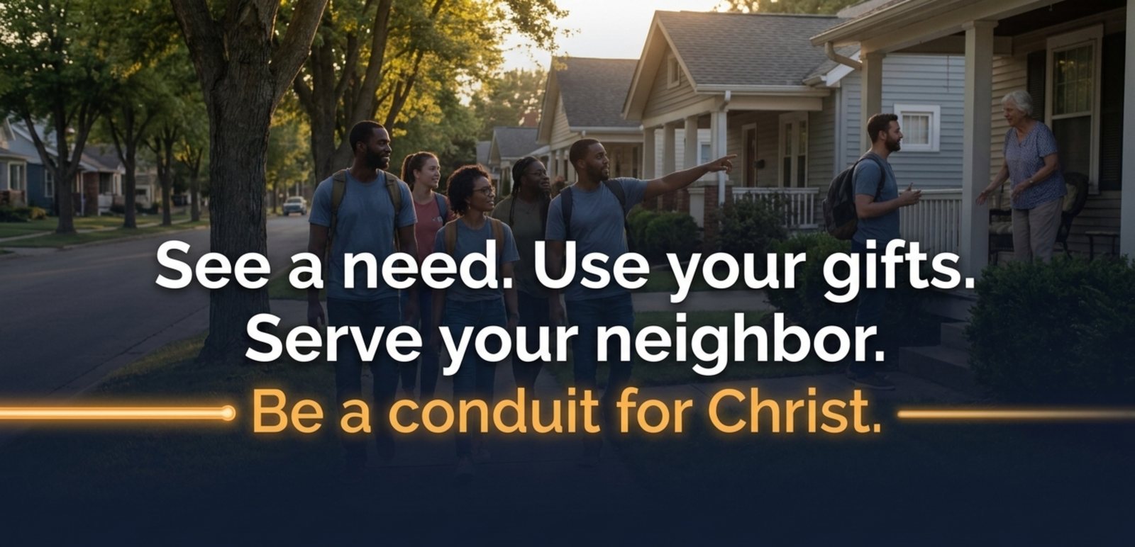 See a need, use your gifts, serve your neighbor, and be a conduit for Christ